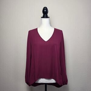 Abbeline Burgundy Chiffon Blouse Medium